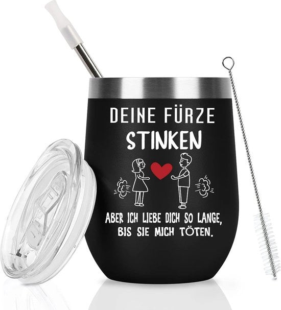 Regalo per lui, amico, uomo, regalo per coppia, per il tuo amore che mi fa impazzire – 30 ml tazza da caffè to go termica, nero