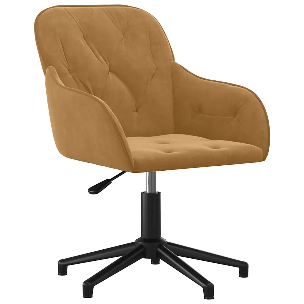 Sedia da Ufficio Girevole Marrone in Velluto 344864