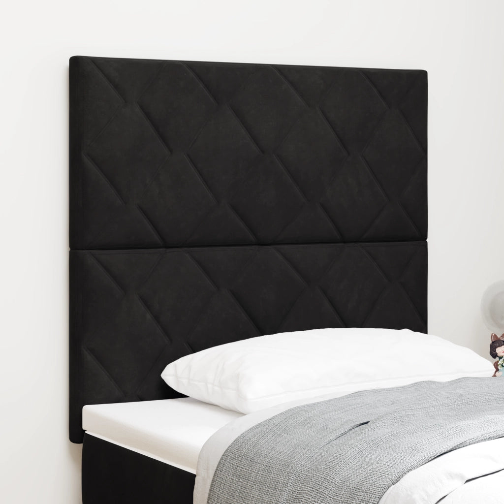 Testata LED Design a Blocchi di Diamante Nera 100 cm Velluto