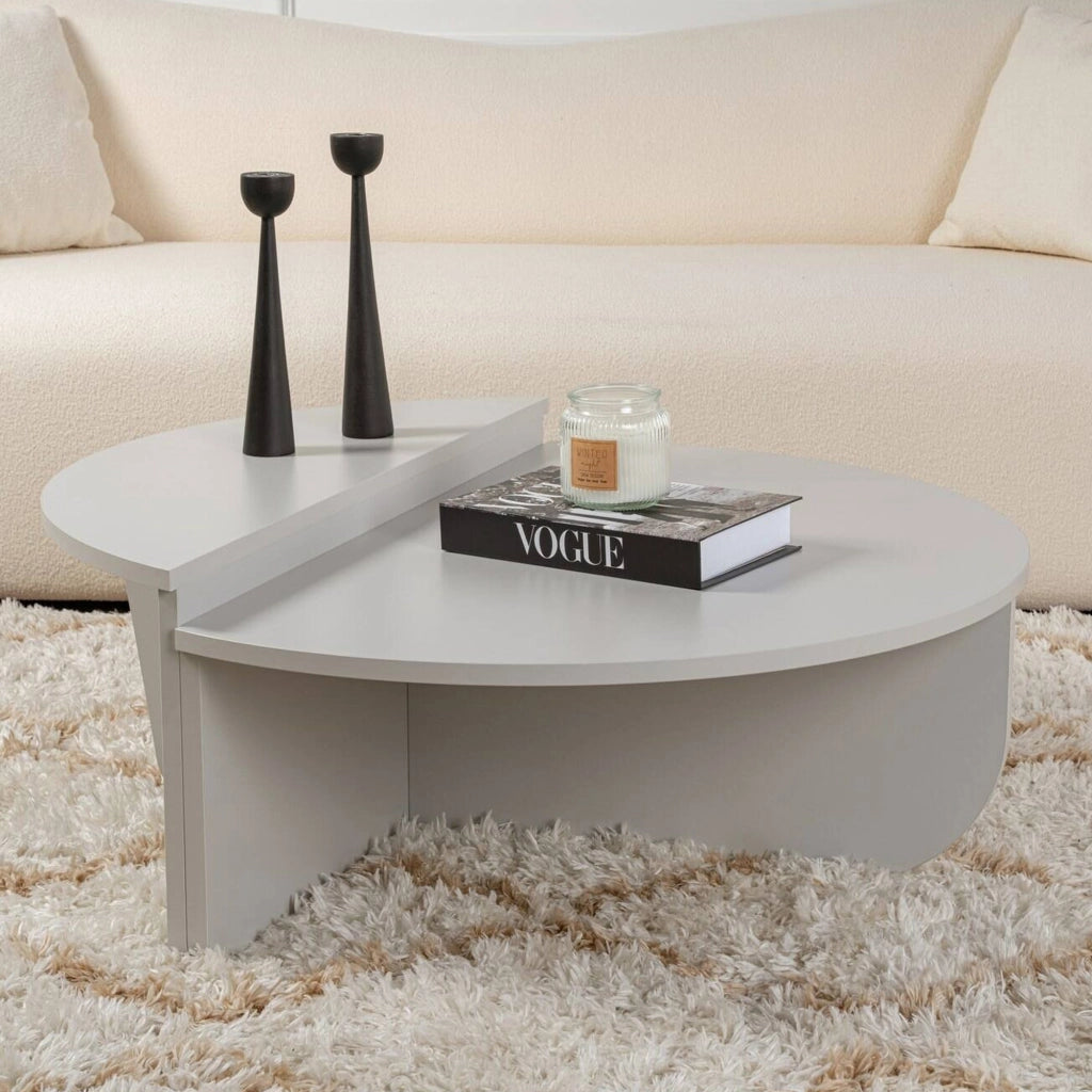 Mansue, Tavolino da Salotto Peso Massimo Supportato 15 kg, 90x60x35h cm Grigio