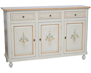credenza 3 ante legno bianca decorata filo arancione 150x45x98 - Mobili 2G