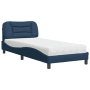 Letto singolo | Letto per adulti | Letto con Materasso Hvar Blu 90x190 cm in Tessuto