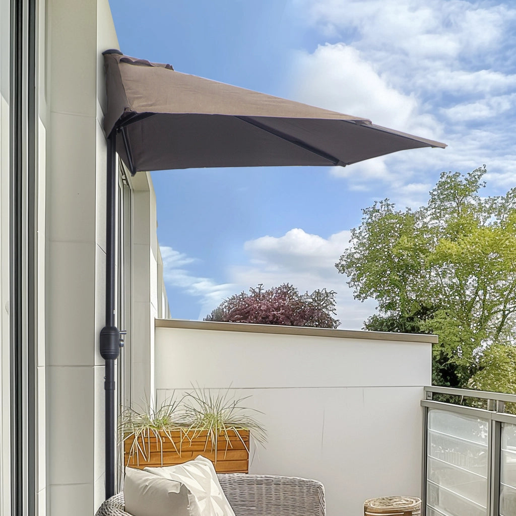 Parasole da balcone 2.7x1.4m ¨C zephmum ¨C grigio poliestere apertura manovella