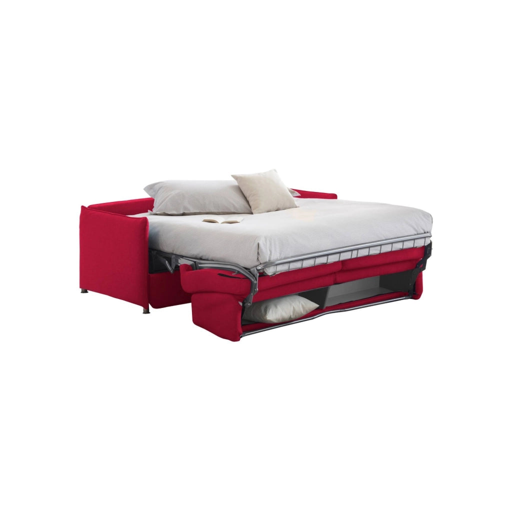Cecina, Divano Letto 3 Posti Sfoderabile Made in Italy, 200x95 cm Rosso