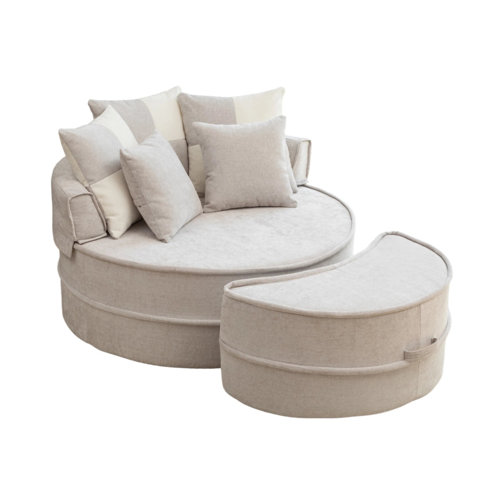 POLTRONA Relax con ottomana 121 cm Chenille Grigio