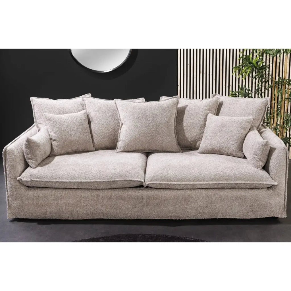 Divano dritto KALIA – Tessuto bouclé beige champagne – 3 posti – Stile contemporaneo