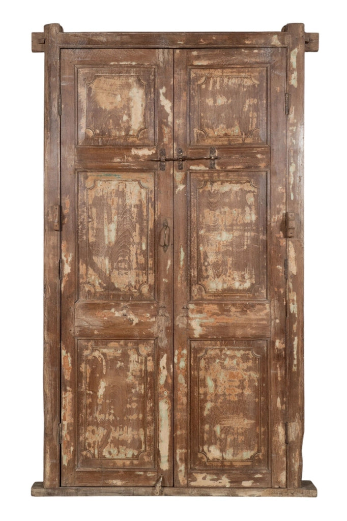 Biscottini Porta portone in legno massello e ferro da interno o da esterno vecchia e antica medievale con telaio