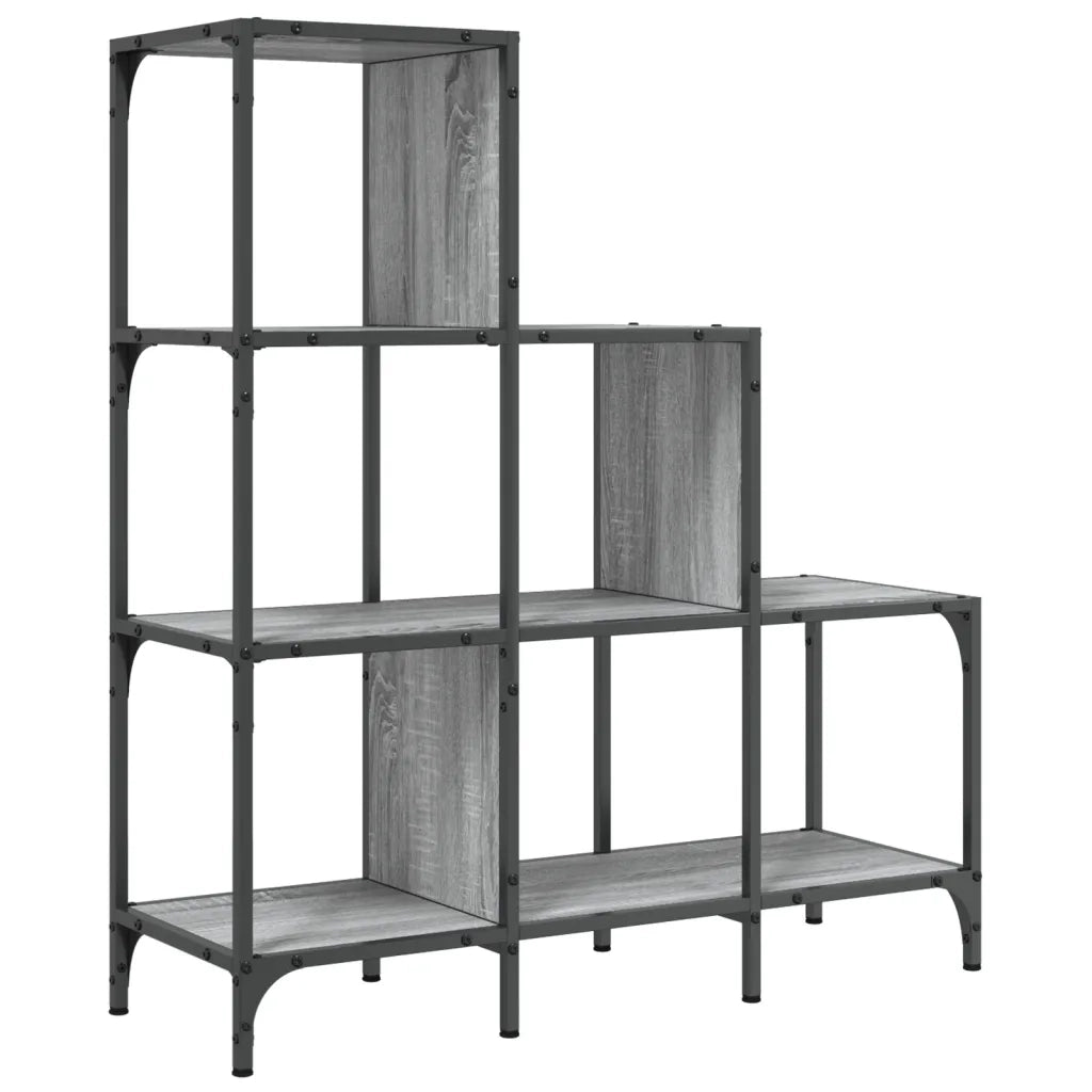 Libreria-Scaffale per Libri-Mobile di Stoccaggio Grigio Sonoma 92x30x102 cm Legno Multistrato e Metallo