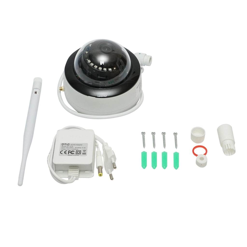 Telecamera di sorveglianza 5 MP, P2P WIFI 2.4GHz, rotazione 360° PTZ con sensore di movimento, rilevamento umano e applicazione iCSee