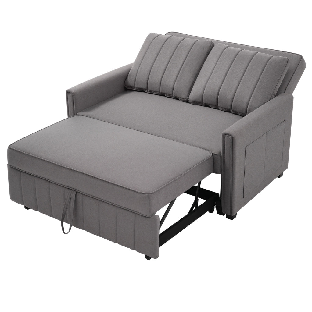 Divano letto pieghevole 127x75x94 cm con schienale regolabile e 2 cuscini in schiuma grigio antico