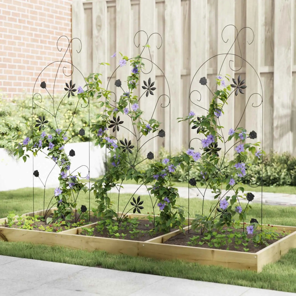 Recinzione per Giardino 3 pz Nero 112 x 39,5 cm Acciaio CFW3326196
