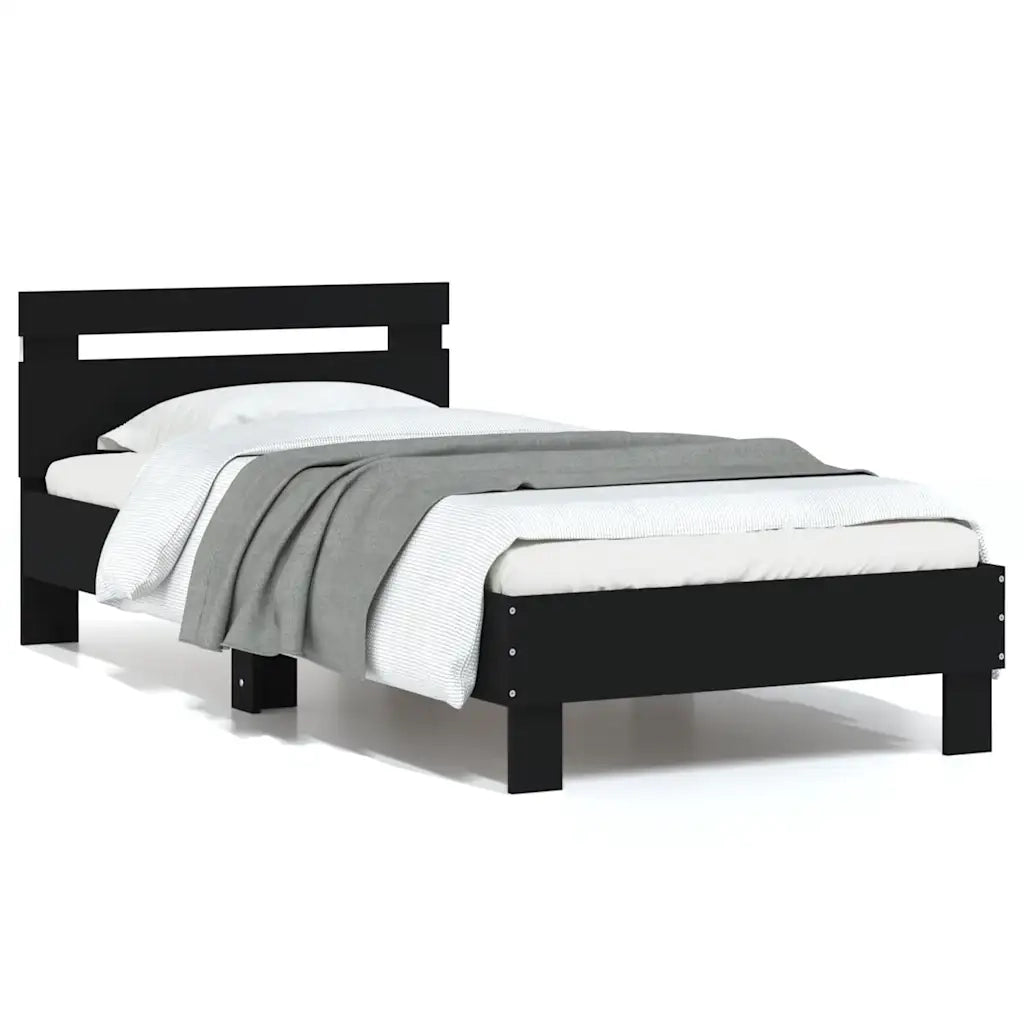 Giroletto con Testiera e LED-Struttura Letto con testiera Nero 75x190 cm 432237