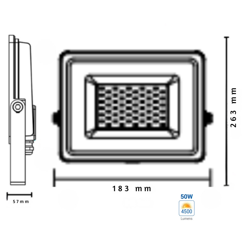 Proiettore led smd con sensore bianco 50 watt impermeabile ip65 4700 lumen