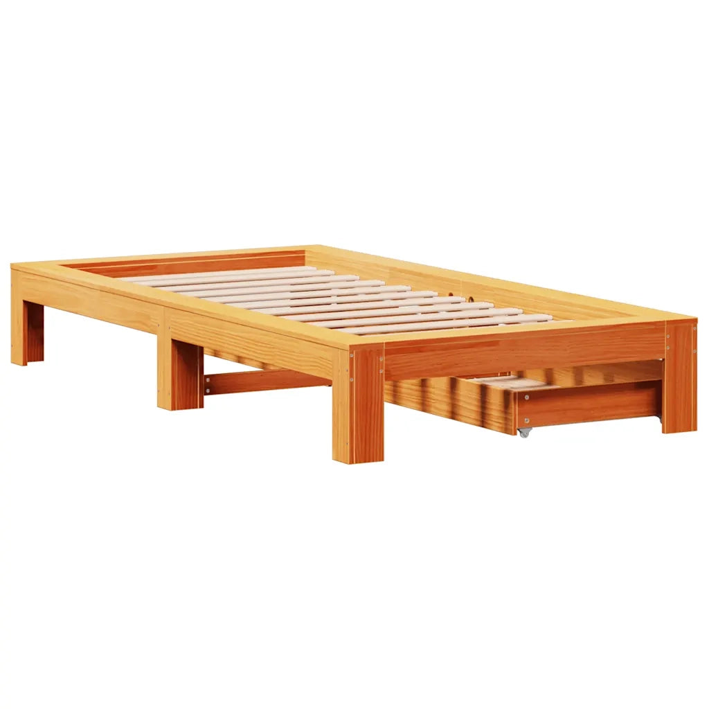 vidaXL Giroletto senza Materasso Marrone Cera 100x200 cm Legno di Pino
