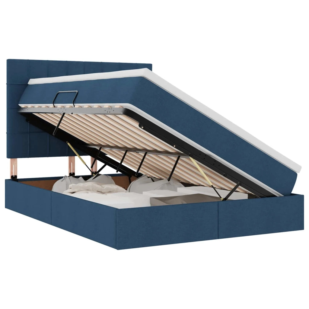 Letto con contenitore e materasso Blu 140 x 200 cm Poliestere