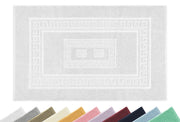 Tappeto Bagno Assorbente In Spugna Varie Misure Da Scendidoccia A Tappeto Grande Lavorazione Jacquard Tinta Unita Ricamo Cornice Lavabile Lavatrice Bianco - TappetoBagno60x90
