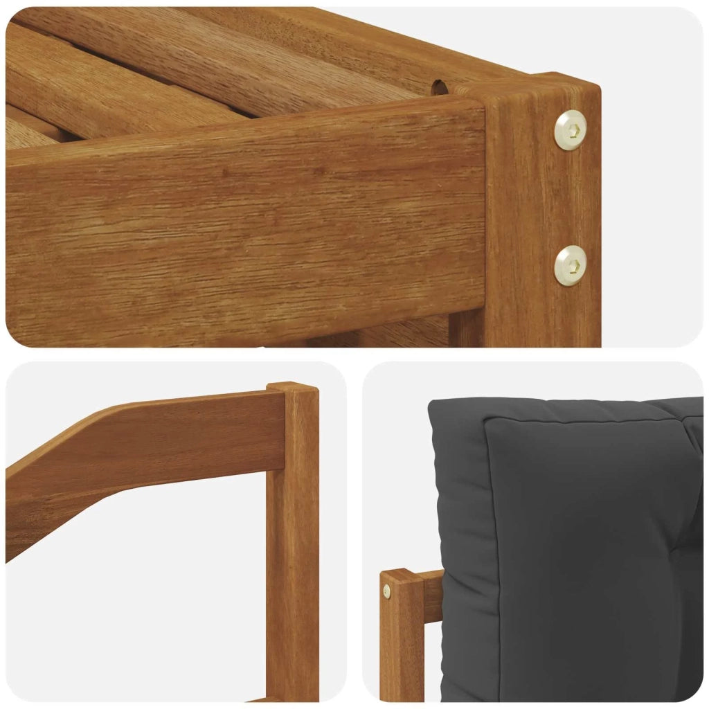 Set divani 6 pcs Naturale e Antracite Legno di Acacia Massello 3373917