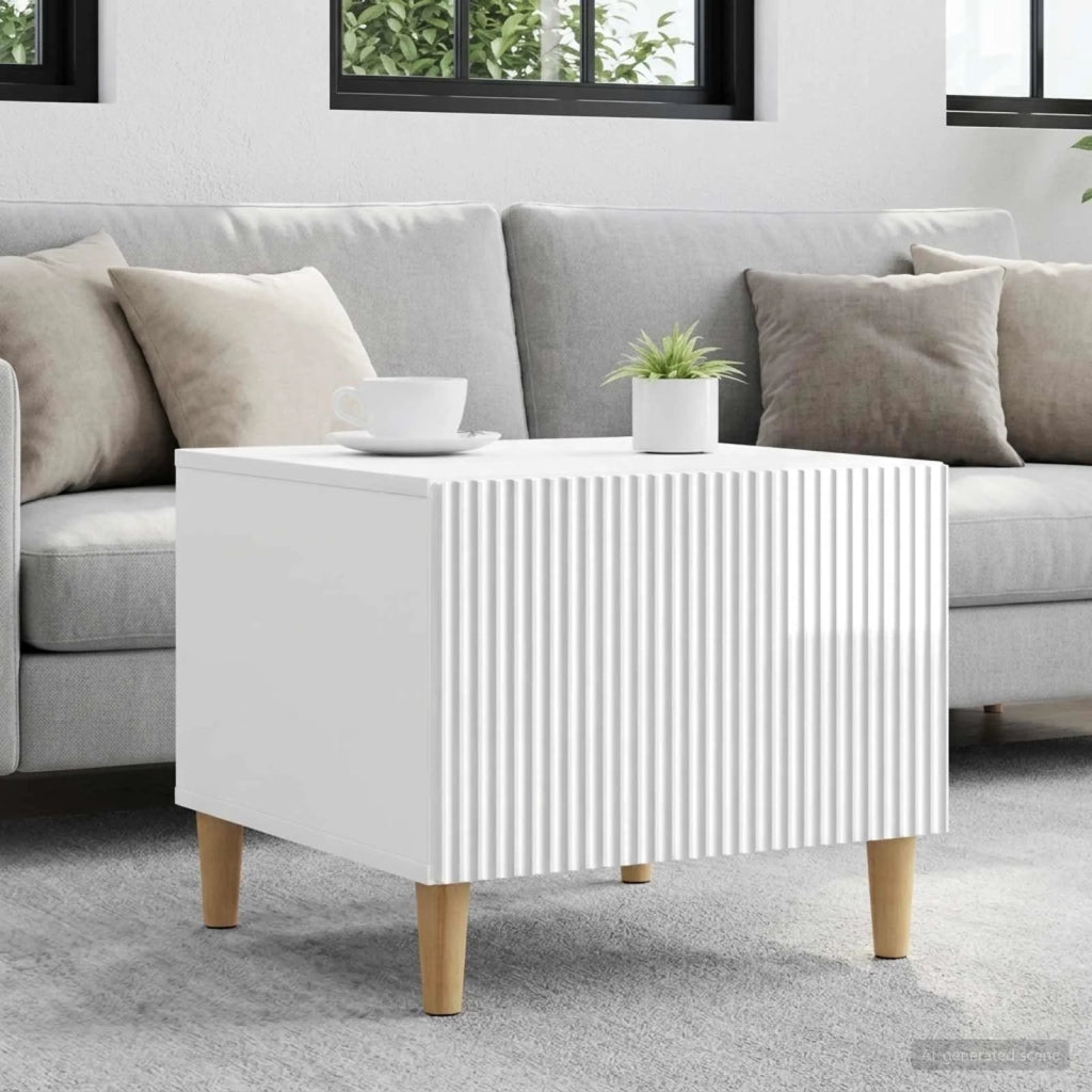 Tavolino da salotto con cassetto Bianco Lucido 49 x 50 x 40 cm 894739