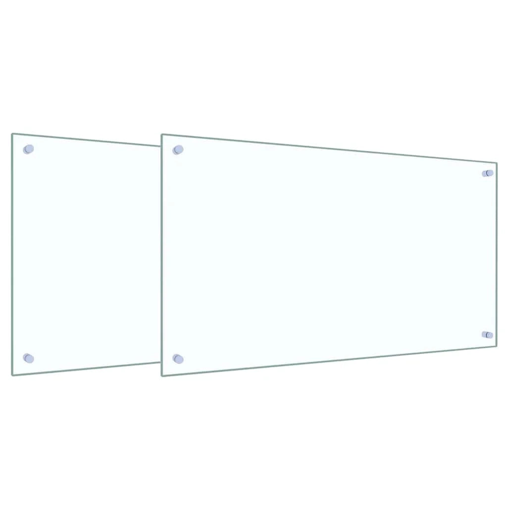 Set di 2 paraschizzi per cucina in vetro temperato 90 x 50 cm resistenti e resistenti al calore design moderno trasparente 02_0056224