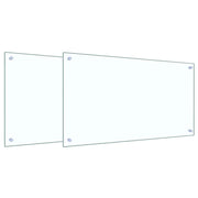 Set di 2 paraschizzi per cucina in vetro temperato 90 x 50 cm resistenti e resistenti al calore design moderno trasparente 02_0056224