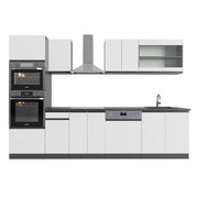 Vicco Cucina componibile Bianco/antracite 300 cm con armadio alto, PL Antracite