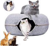 Tunnel per gatti in velluto con donut rimovibile e lavabile, altezza 63 cm