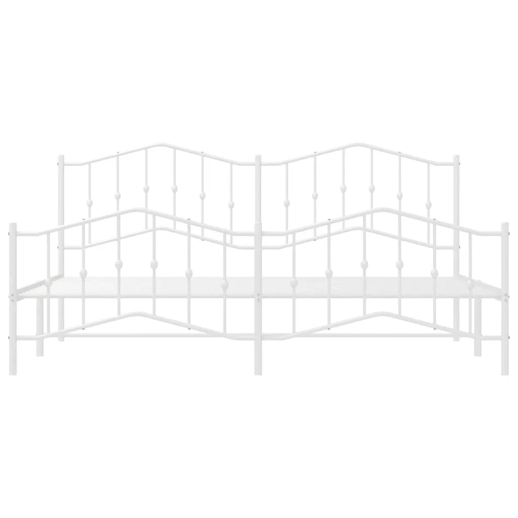 Giroletto con Testiera e Pediera-Struttura Letto Metallo Bianco 193x203 cm 731611