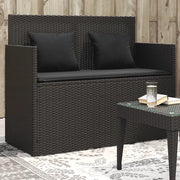 Panca da Giardino con Cuscini-Sgabello-Panca da esterno Nera in Polyrattan 540942