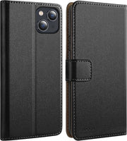 Portafoglio Premium in Pelle per iPhone 13 con Fessura per Carte e Ripristino Visore - Chiusura Magnetica - Nero - Resistente allo Shock - MagFlip