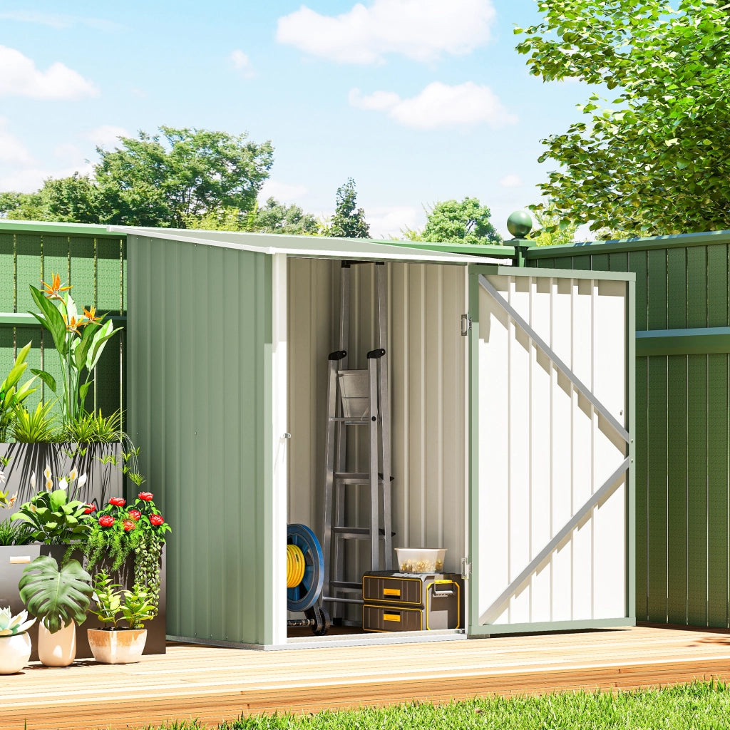Casetta da Giardino Porta Attrezzi in Acciaio Galvanizzato con Porta, 100x104x160 cm, Verde Chiaro