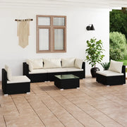 Set Divani da Giardino 6 pz con Cuscini in Polyrattan Nero cod mxl 39475