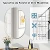 Specchio da Parete, Specchio da Bagno Ovale Moderno 70 x 50 x 2 cm con Cornice in Alluminio, Viti di Espansione per Sogiorno, Camera da Letto e Ingresso, Bianco