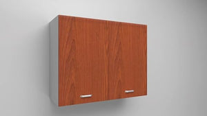 Mobile pensile cassa bianca con 2 antein colore Ciliegio 72x80x33