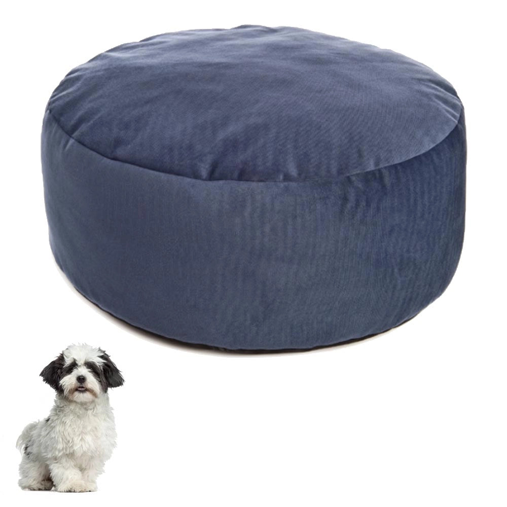 Pouf per cani sfoderabile velvet blu diametro 60 x h 20 cm fuss-dog made in italy