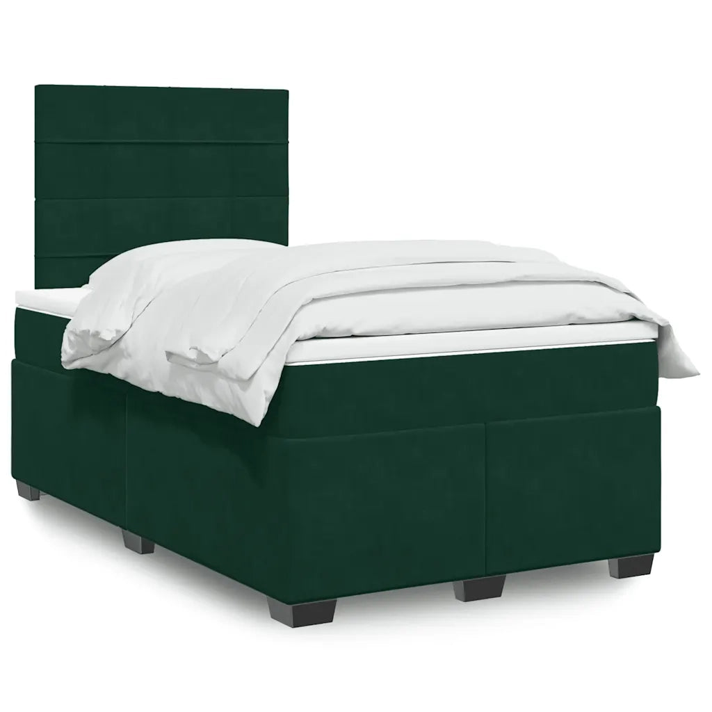 vidaXL Giroletto a Molle con Materasso Verde Scuro 120x190 cm Velluto