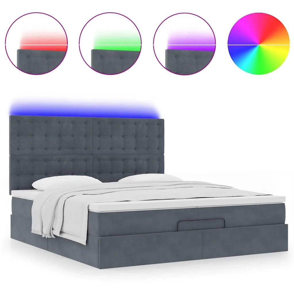 Struttura Letto Pouf con Materassi 200x200 cm Velluto