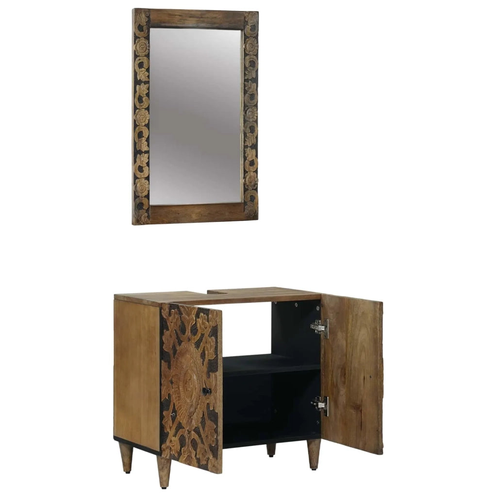 Set di mobili per il bagno Montaggio a parete 2 pcs Marrone 3310108