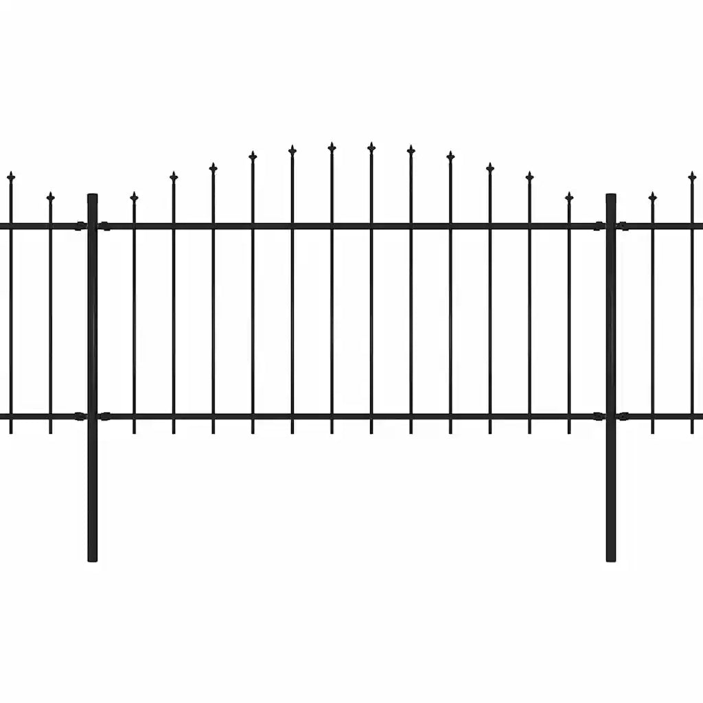 Recinzione da Giardino con Punta a Lancia in Acciaio 838x150 cm Nero 277734