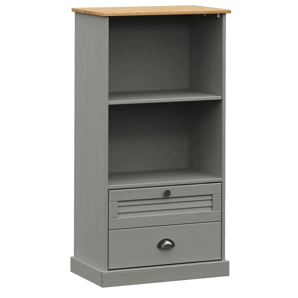 Libreria VIGO 60x35x114,5 cm in Legno Massello di Pino Grigio 353186