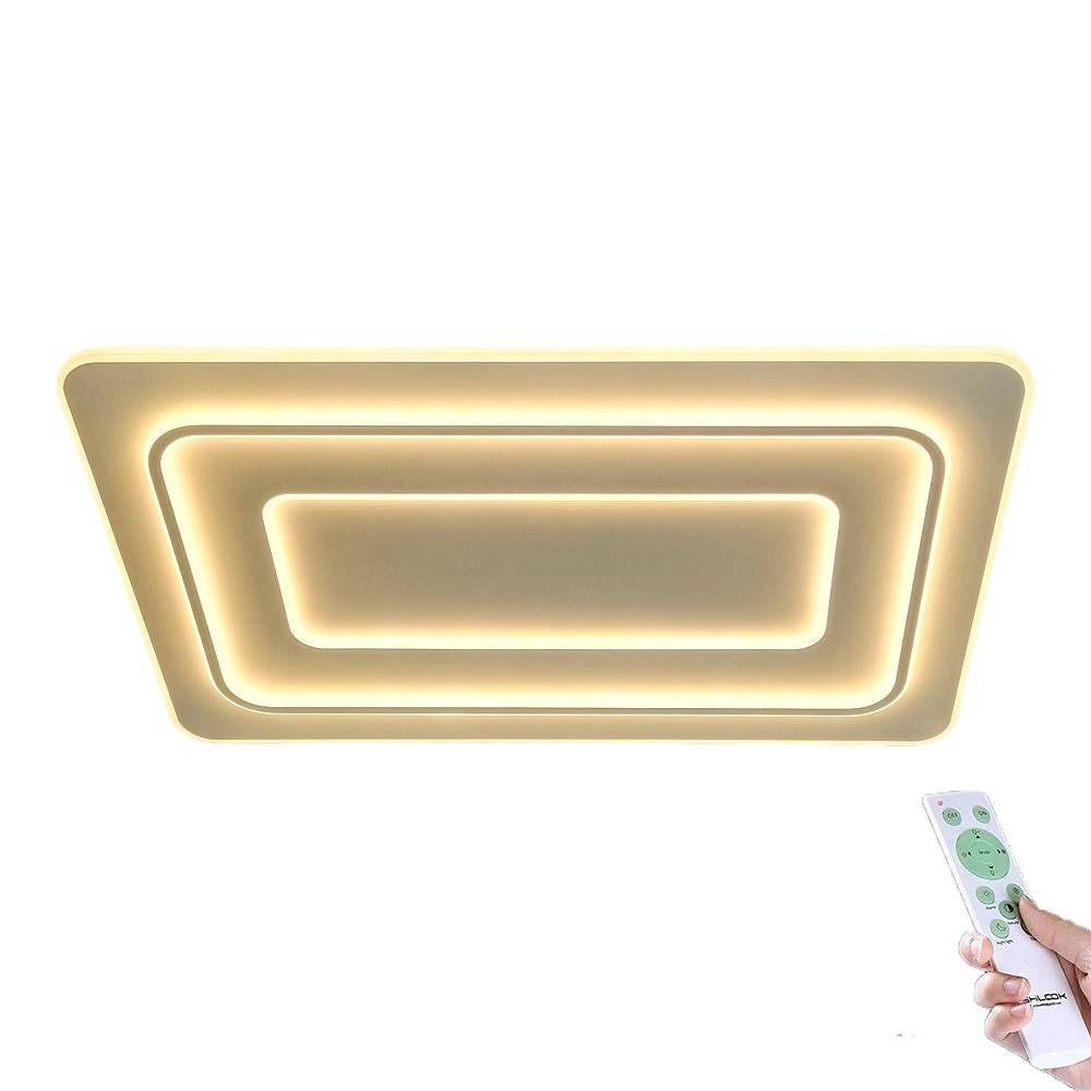Trade Shop - Lampadario Plafoniera Led Rettangolare 123w 3 Tonalità Luce Bt Telecomando C66-3c -