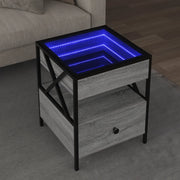 Tavolino da Salotto con LED Infinity-Tavolino da soggiorno Grigio Sonoma 40x40x51 cm 341961
