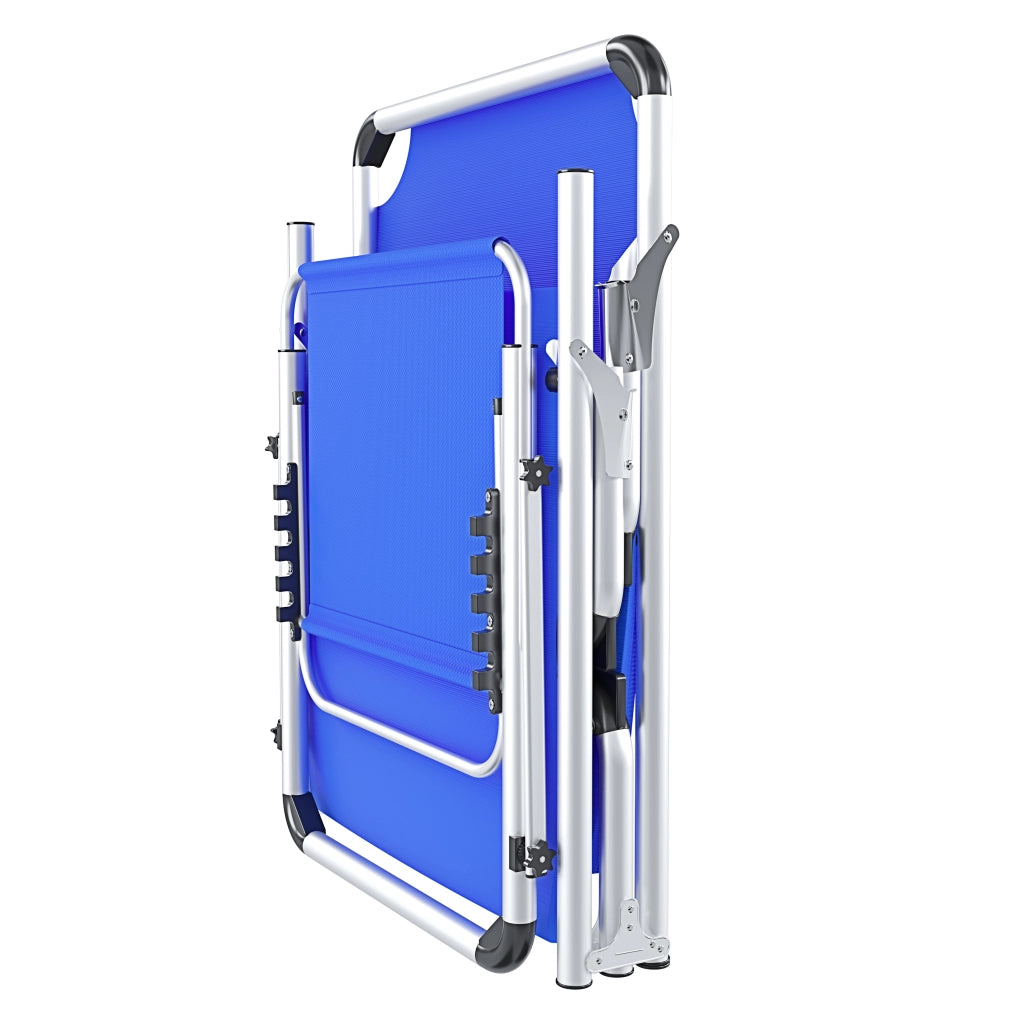 Lettino Pieghevole Prendisole Con Tettuccio Parasole Schienale Reclinabile Regolabile in 6 Posizioni Sedia Sdraio Per Spiaggia Mare Giardino Piscina 187 x 59 x 29 Cm Blu