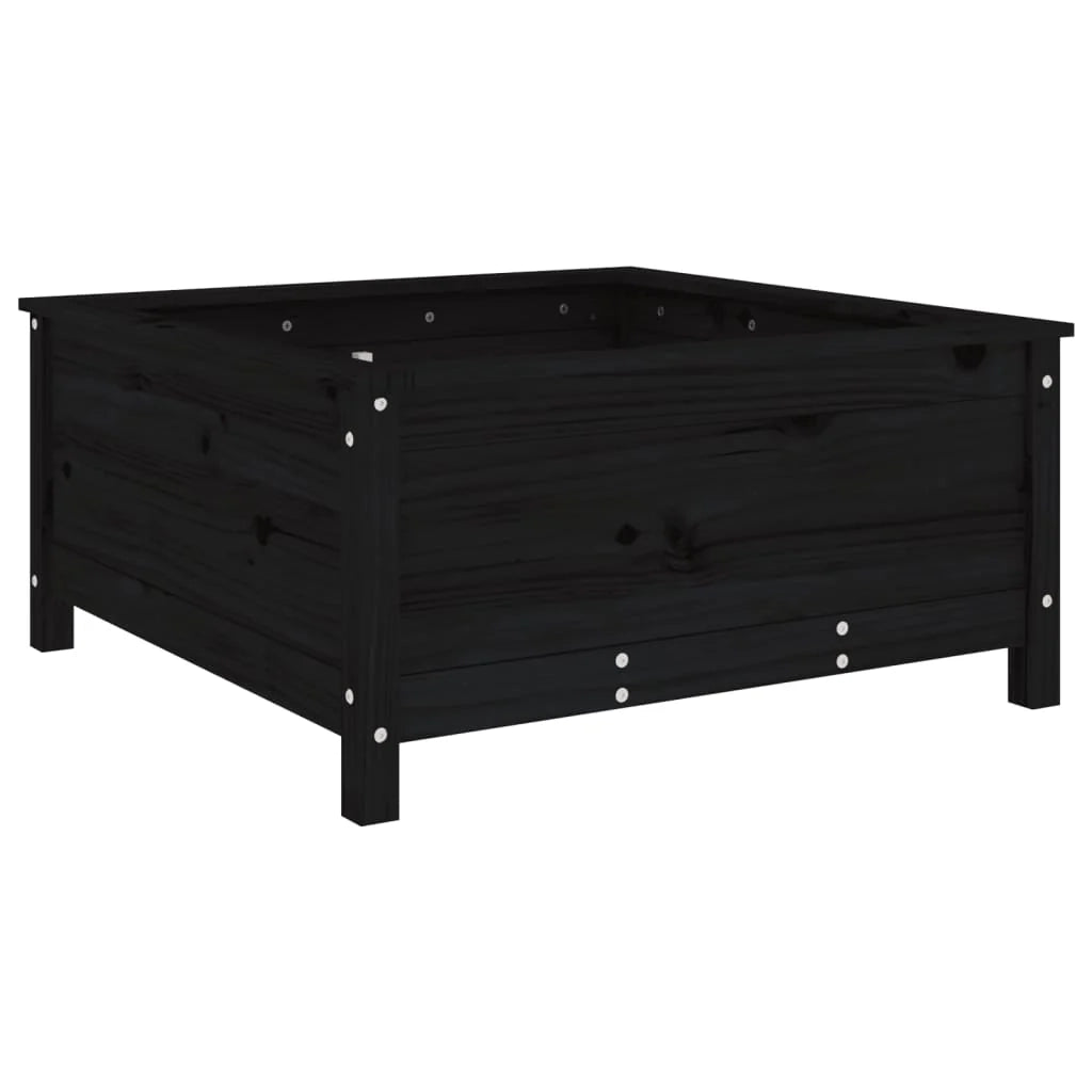 Fioriera rialzata per piante e fiori terrazza giardino 82,5 x 82,5 x 39 cm legno massello di pino nero 02_0037946