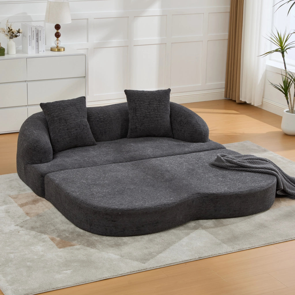 Divano letto 2 posti pieghevole in ciniglia grigio scuro
