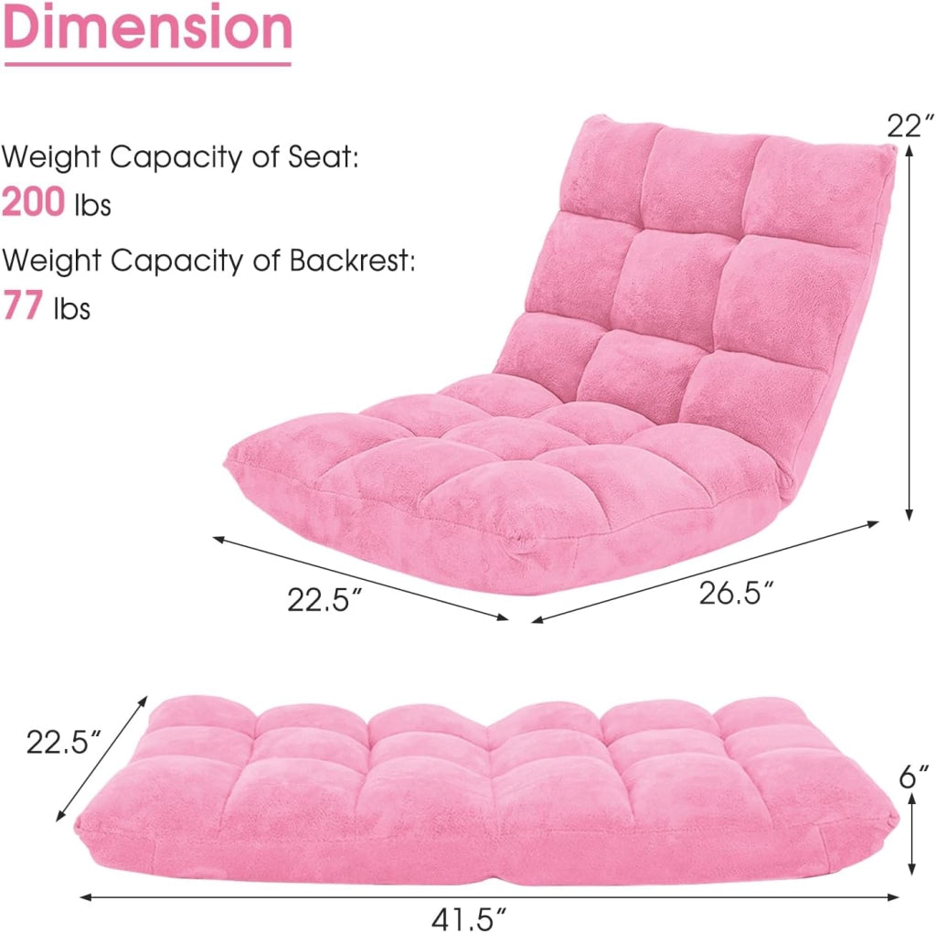 Living-Room-Chairs - Sedia da pavimento con supporto dorsale, ferro + schiuma + velluto corallo, rosa, 26,5 x 22,5 x 22 pollici