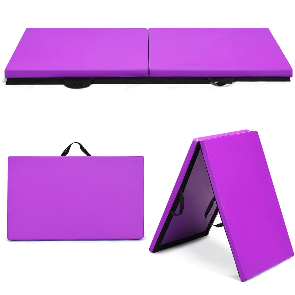 Tappetino yoga pieghevole materassino ginnastica spessore multifunzionale e antiscivolo 180x60x4cm Viola