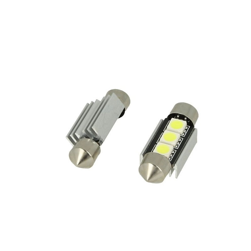 24V Lampada LED Siluro Canbus T11 C5W 36mm 3 SMD 5050 Giallo Arancione con Dissipatore Alluminio per Camion Bus Barca