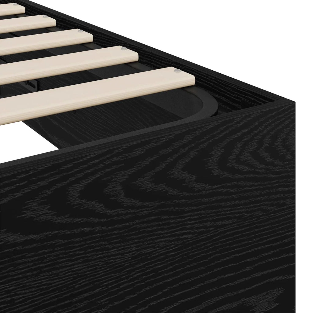 Letto ottomano con archiviazione Rovere Nero 193 x 140 x 25 cm 3409270
