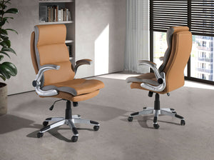 Sedia da ufficio girevole in similpelle marrone