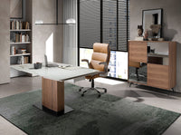 Sedia da ufficio girevole in similpelle marrone